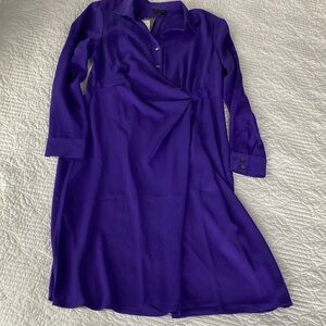 J. Jill Wearever Collection Vibrant Purple Long Sleeve Midi Dress, Medium